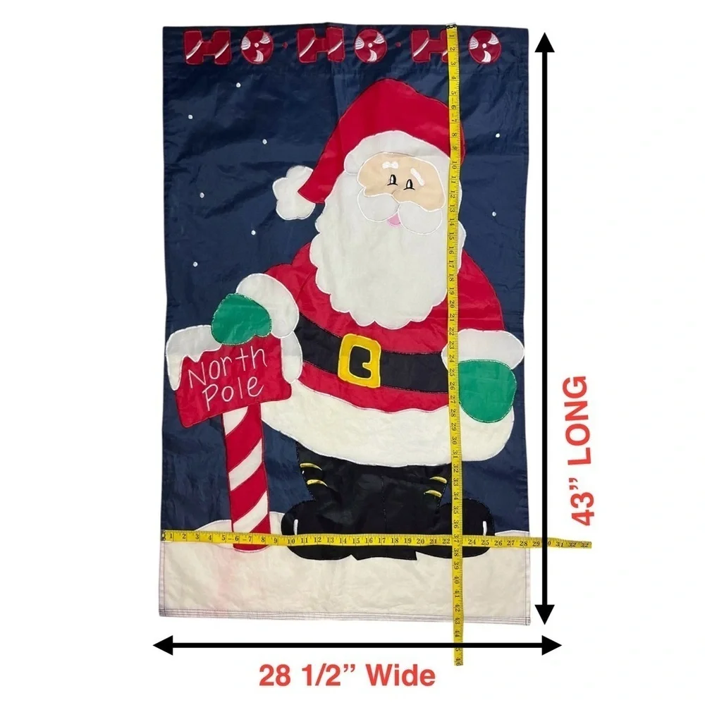 Santa Claus Holiday Flag Nylon Outdoor Decor Reversible Christmas Banner Large